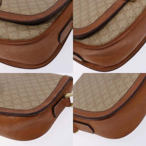 CELINE Macadam Canvas Shoulder Bag Beige Gold - Picture 10 of 12